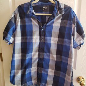 Murano men's plaid button down short sleeve shirt